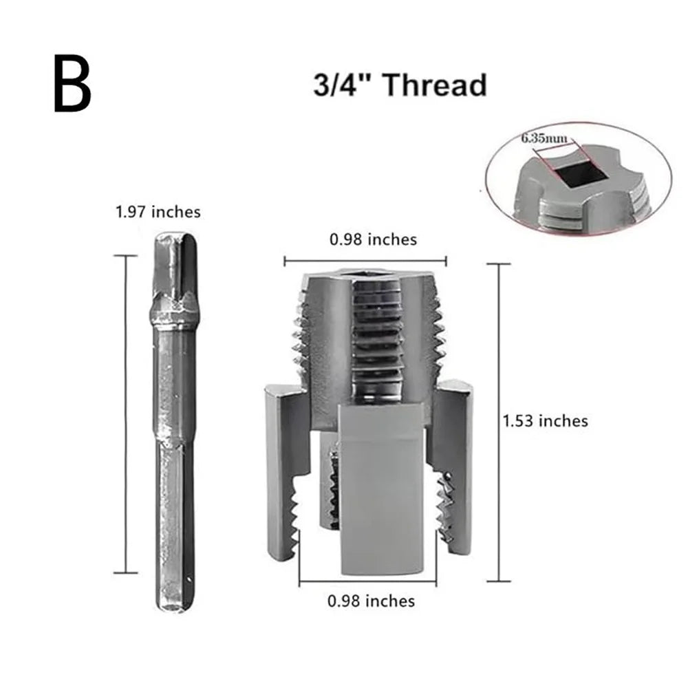 2-Piece PVC Pipe Threading Tool — Internal and External Thread Cutter for Electric Drill