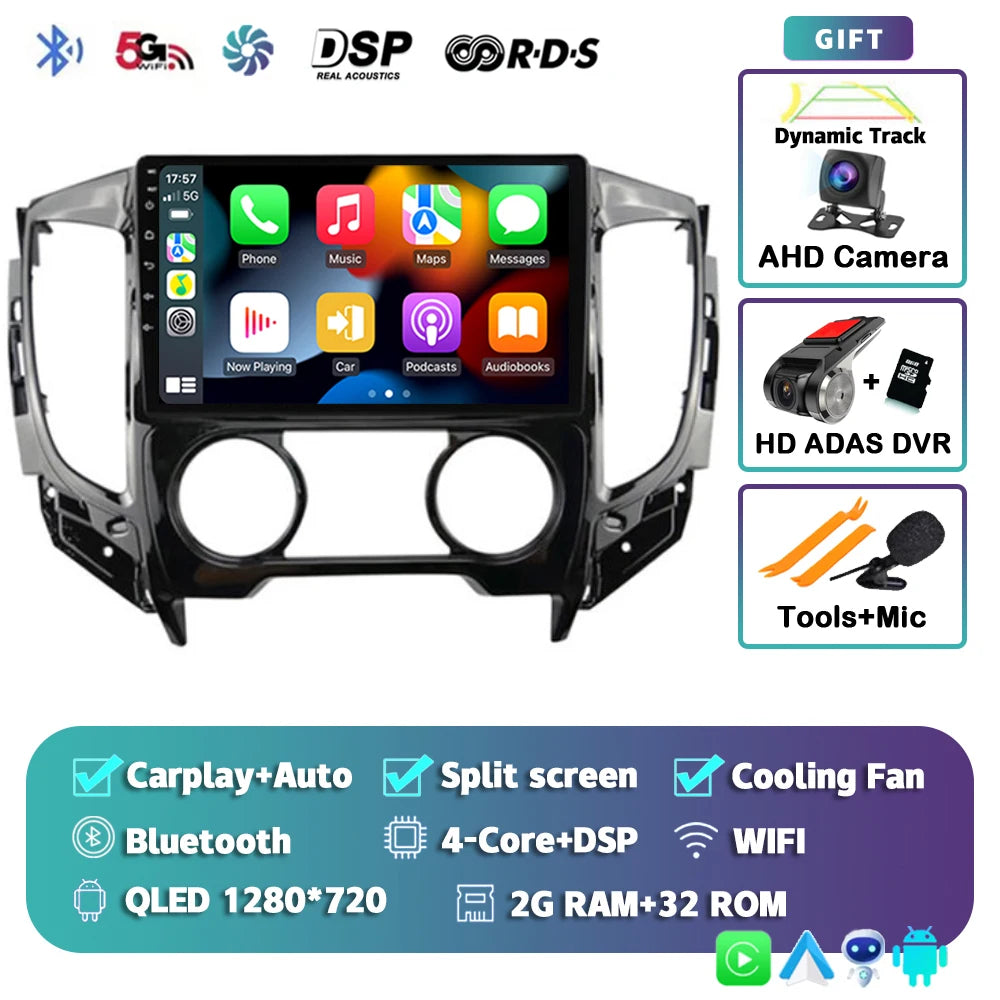 9" Android Car Stereo for Mitsubishi Pajero Sport 3 & L200 (2015–2019) — CarPlay, Android Auto, DSP, WiFi+4G