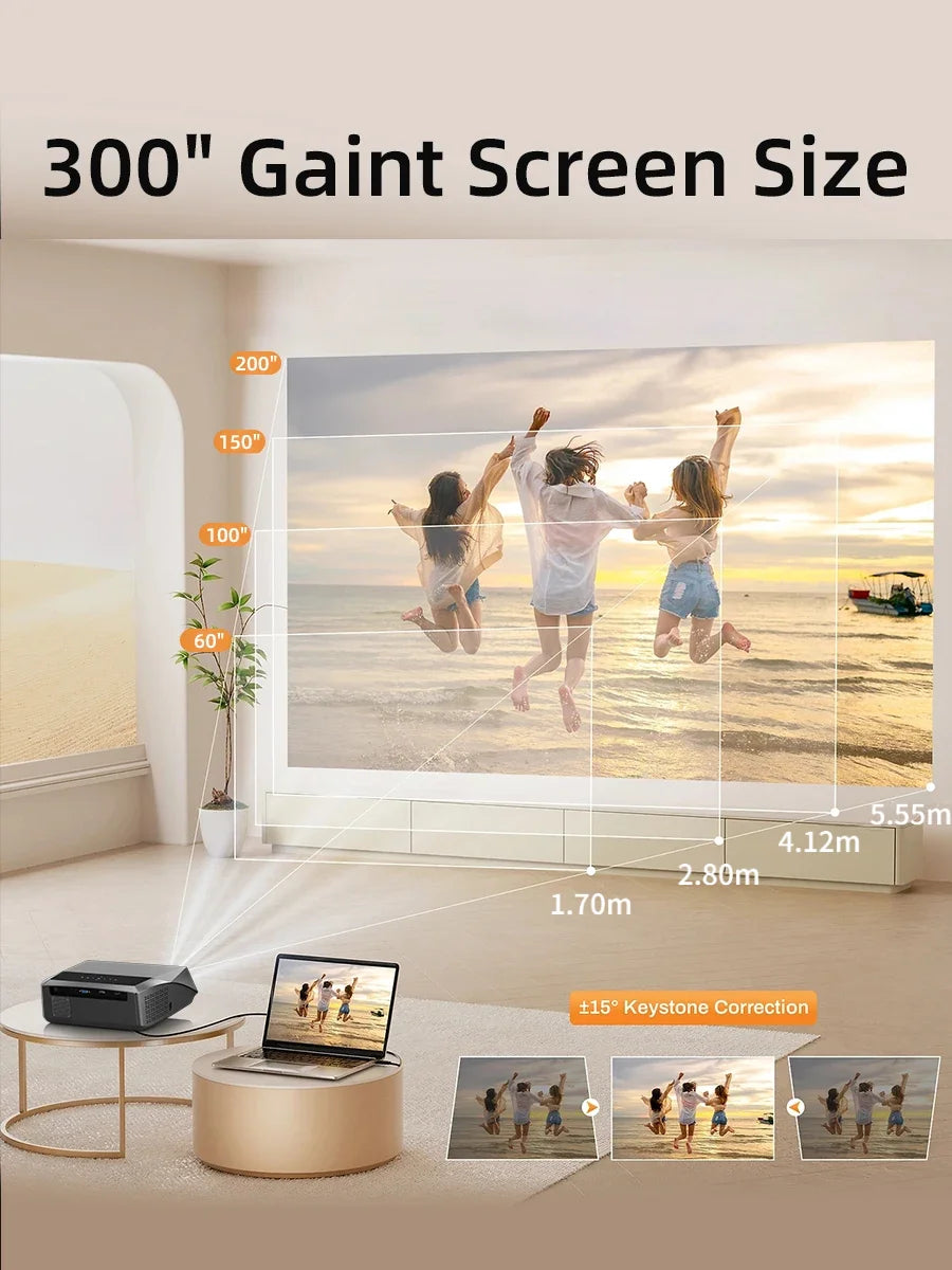 CAIWEI A10Q 4K Google Certified Projector 1080P Full HD Auto Focus High Brightness 4000 Ansi WiFi6 Beam Projectors Home Theater