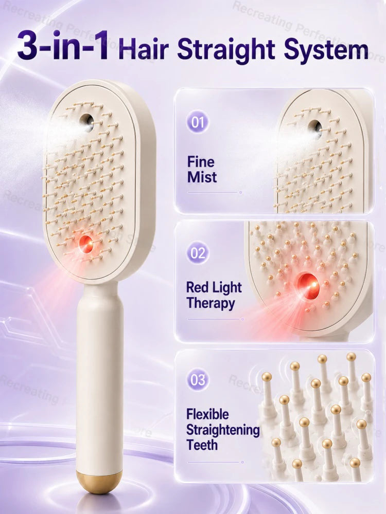 Professional Hair Straightener Brush – No Heat Spray, Red Light Therapy, Scalp Massage, Cordless & Portable, Fast Charge