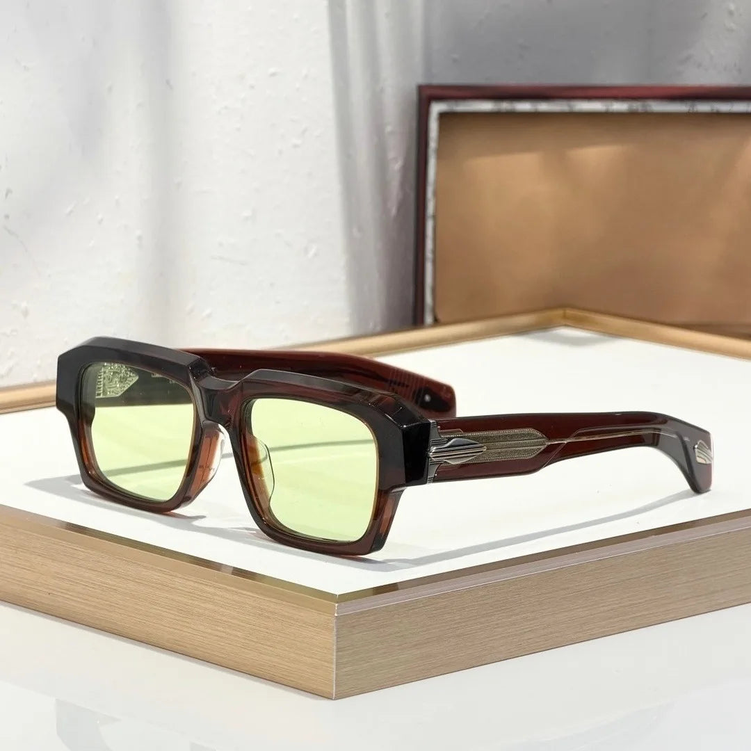 Handmade Acetate Square Sunglasses — Thick Frame, UV400