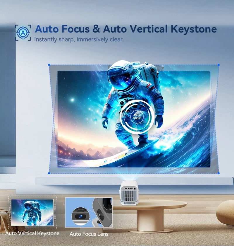 DITONG X3Plus Smart Projector – Native 1080P 4K Support, Android 11, WiFi 6, Auto-Focus, 600 ANSI Lumens | Home Theater