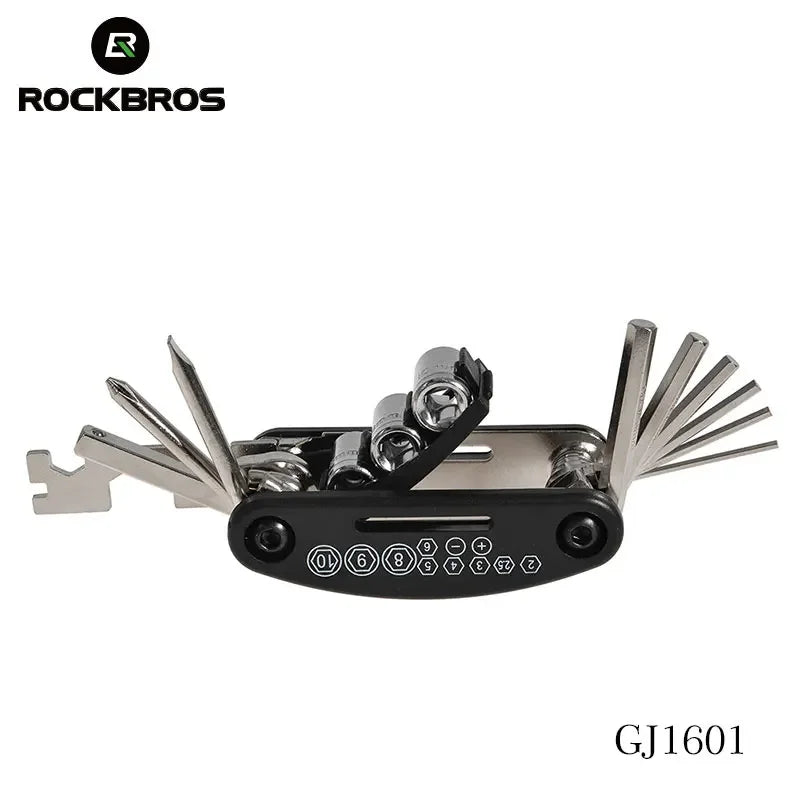 ROCKBROS Multi-Function Bicycle Repair Tool Kit Portable Hex Spoke Screwdriver Wrench Mountain Road bike Cycling Tool Sets Black