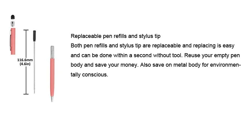 20-200 Pens Each Pack Mini Metal 2-in-1 Stylus Universal Ballpoint Pen Custom Logo Text Engraving Office School Advertising Pen