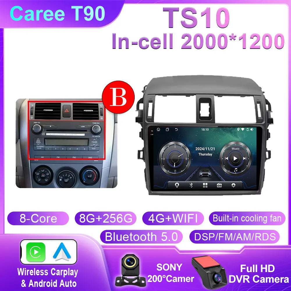 Android 14 For Toyota Corolla 2006 2007 2008 2009 2010 2012 2013 Carplay stereo Car Radio Navigation GPS Multimedia video NO DVD