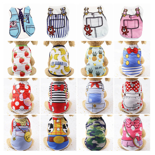 Dog & Cat Cotton Clothes — Cartoon Print Vest for Puppies & Kittens