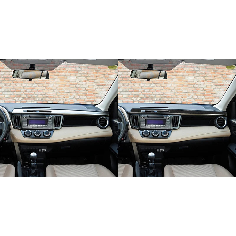 For Toyota RAV4 2013 2014 2015 New Carbon Fiber Interior Passenger Dashboard Decoration Sticker Decal Car Accessories