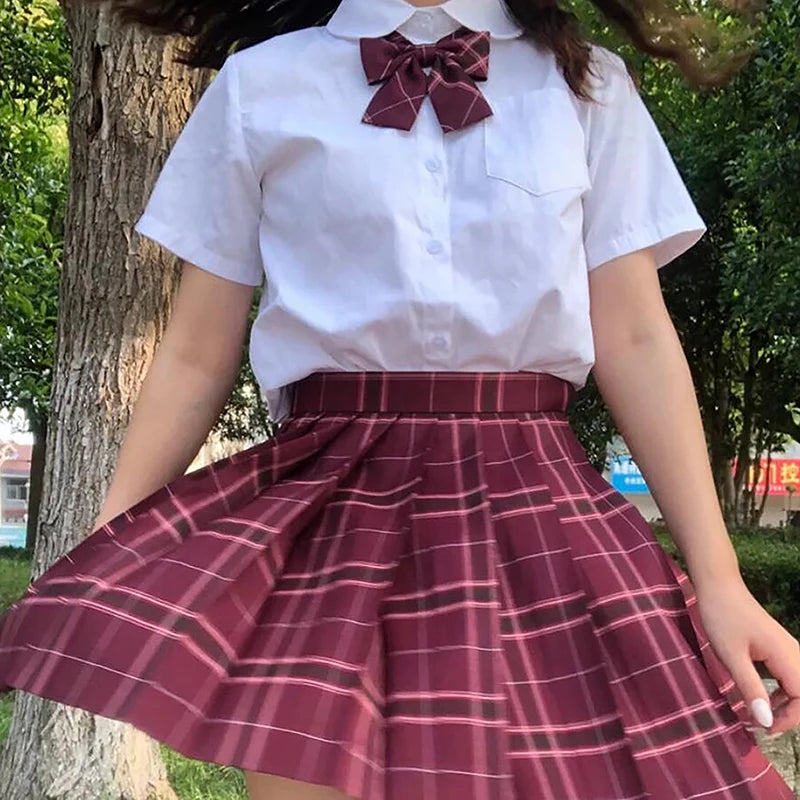 ZOKI Plaid Pleated Mini Skirt – Bow Knot High Waist Preppy Style | Harajuku Aesthetic Women's A-Line Dance Skirt | S-XXL