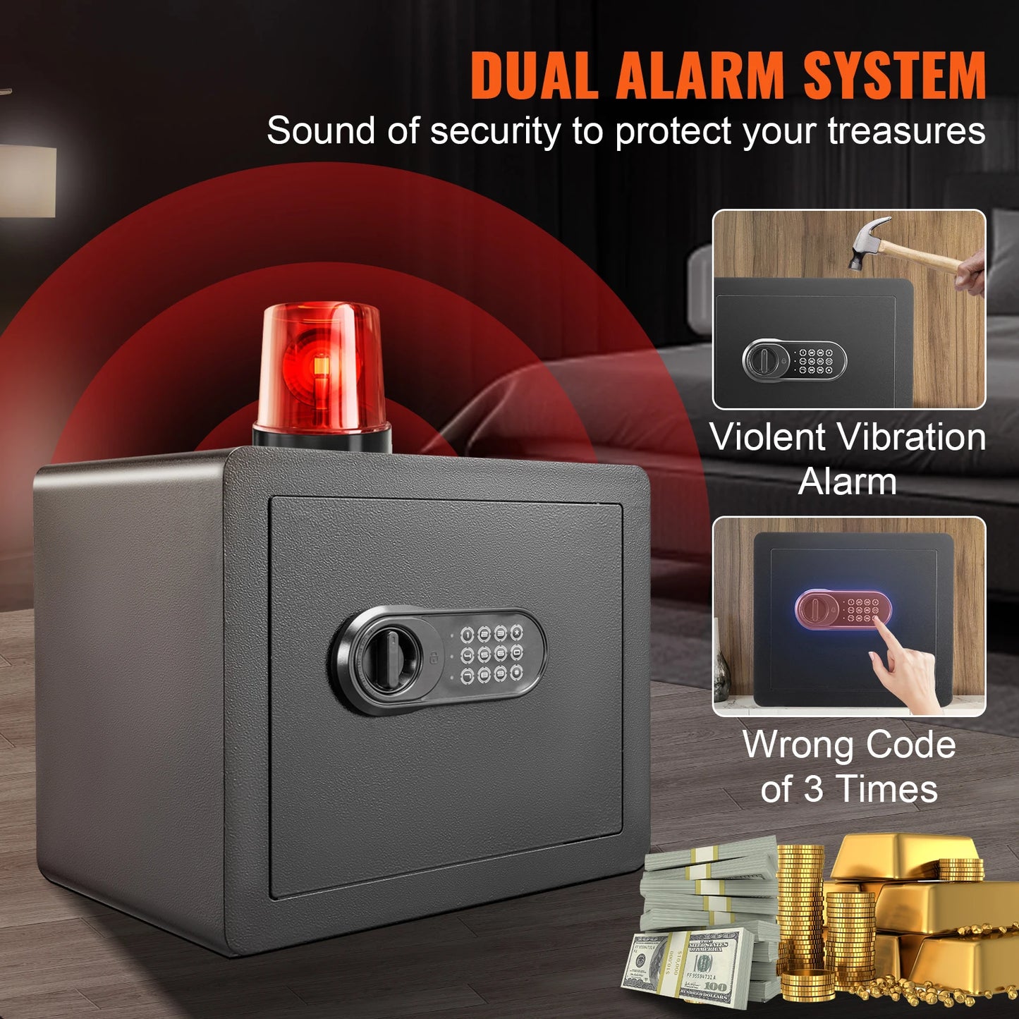 SucceBuy 1.2 Cu Ft Digital Steel Security Safe — Keypad & Override Keys