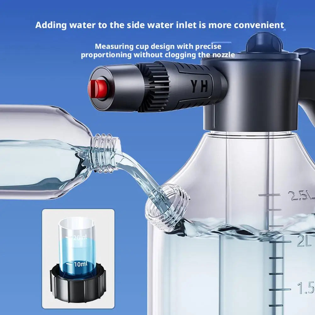 3L Hand Pump Foam Sprayer with 3 Types of Nozzle Hand Pneumatic Foam Cannon Snow Foam High-pressure Car Wash Spray Bottle