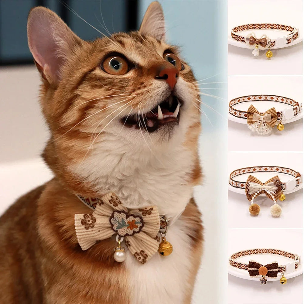 cat collars Cute and Versatile Adjustable Durable with Bells Pet Collars Necklaces Positioning Pets Cats Dogs Party Photos Props