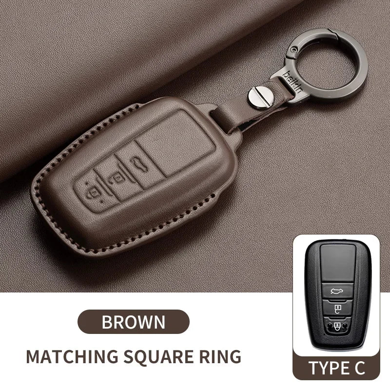 New Leather Car Remote Key Case Cover Shell For Toyota Prius Camry Corolla Avalon CHR RAV4 Land Cruiser Prado Keyless Key Fob