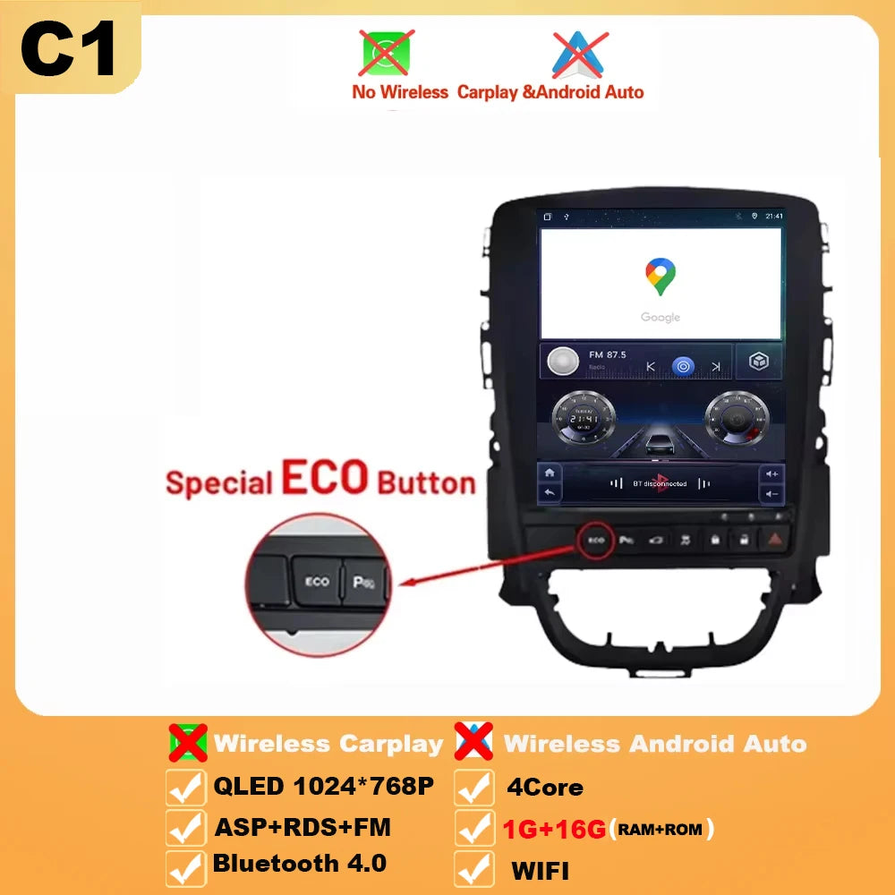 9.7 inch For Opel Astra J 2009-2015 Android 16 Car Radio Multimedia Video Player GPS Tesla Model wireless android Auto WIFI 4G