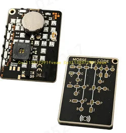 Morse Code Trainer Card Pro, Professional PCB Style with Interactive LEDs & Signal Buttons for Adult Morse Code Learning