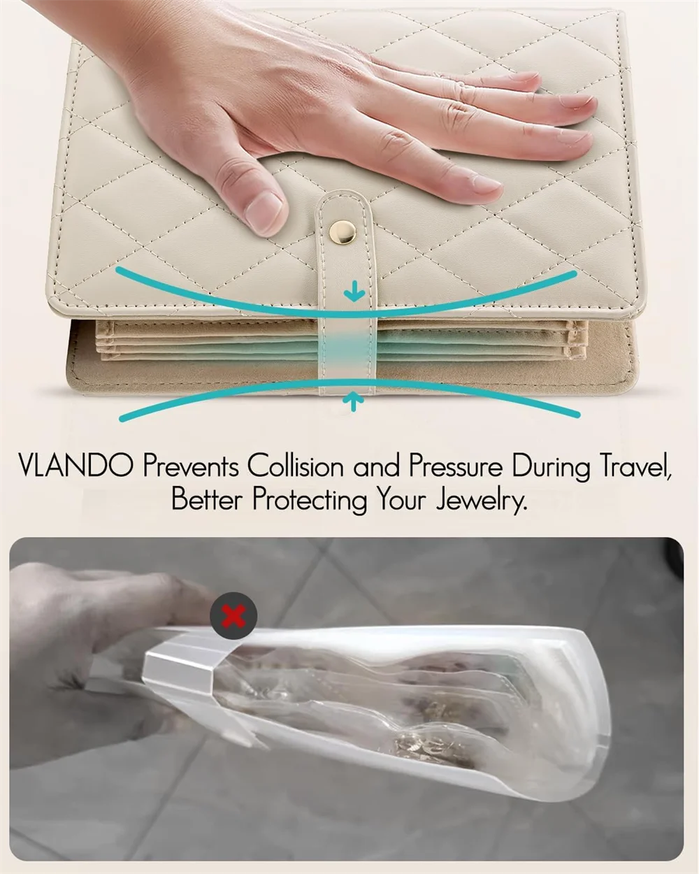 Jewelry storage box, storage bag, convenient jewelry storage book ring binder, transparent zipper velvet jewelry bag, travel ess