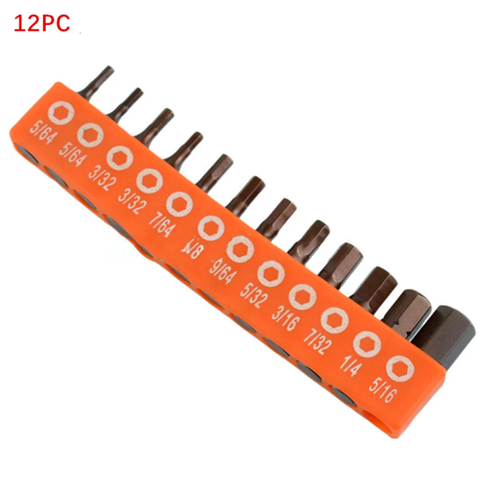 12/24pc Hex Screwdriver Bit Set — Magnetic 25mm 1/4" Alloy Steel Driver Bits