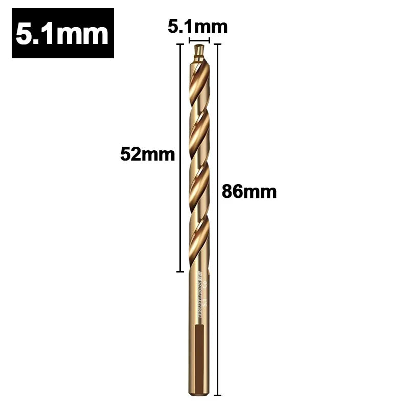 M35 Step Twist Drill, Cobalt Content Straight Shank Drill (3-13mm), For Iron, Stainless Steel, Steel Drilling