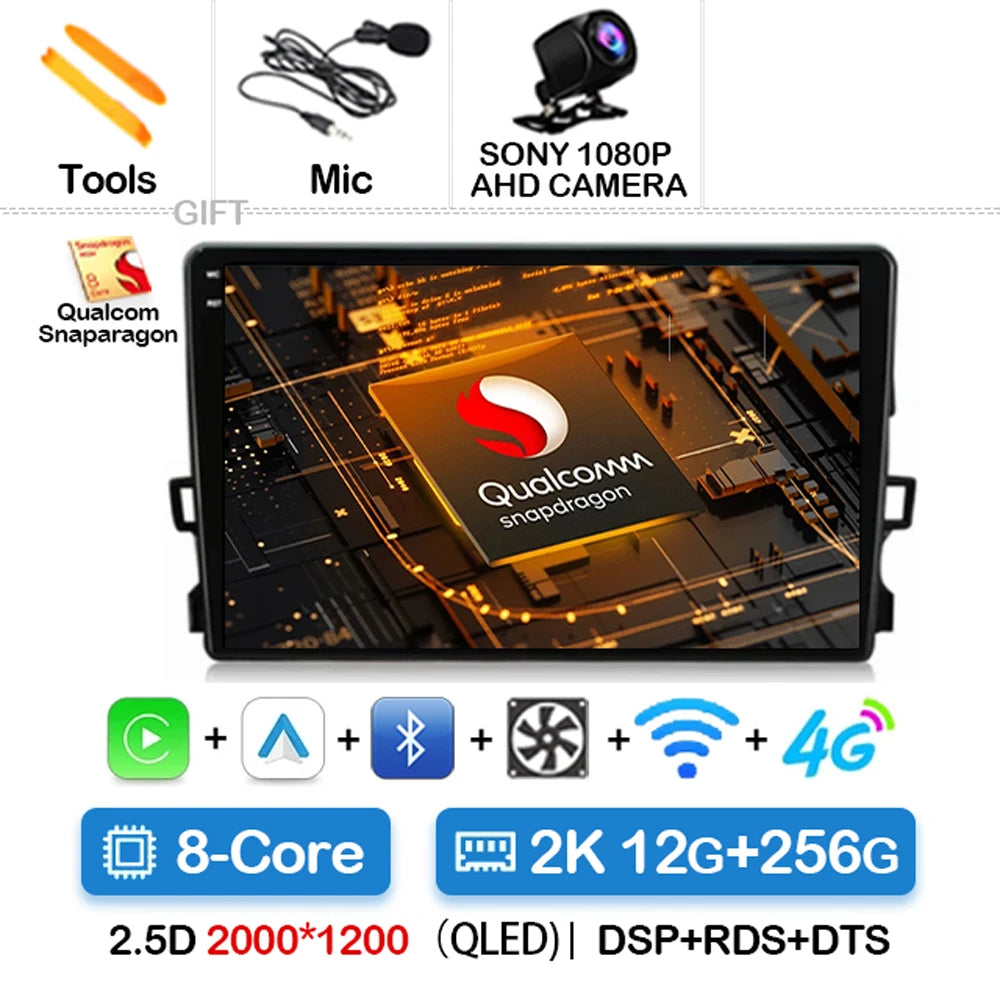 Android Car Stereo for Toyota Auris E150 (2006–2012) — Wireless CarPlay, Android Auto, GPS, WiFi
