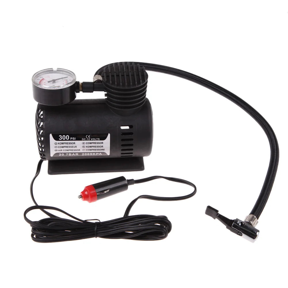 12V Portable Air Compressor with Pressure Gauge Smart Tire Pump Auto Tire Infaltor Pump for Moto Bike Car Tyre