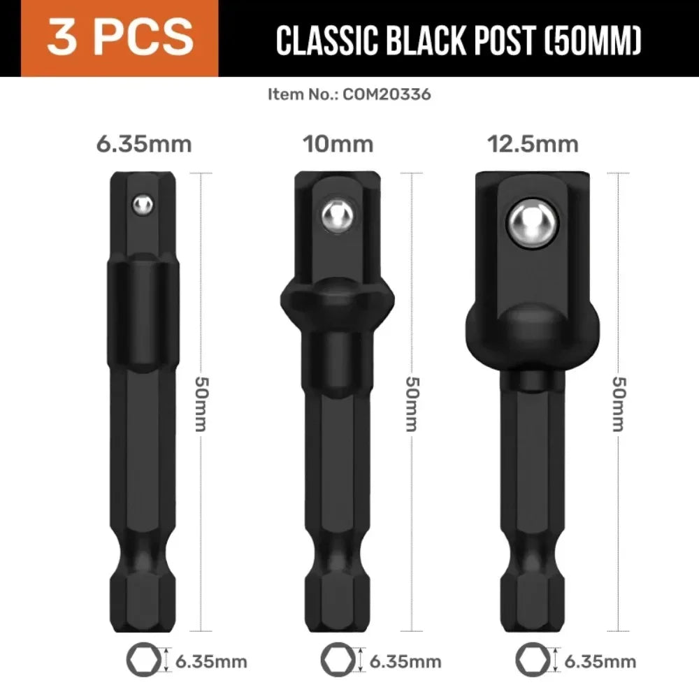 Socket Wrench Adapter, Square Ratchet Reducer Set Drill Sockets Bit Hex Holder 1/2 to 3/8 to 1/4 Double Head Conversion Kit