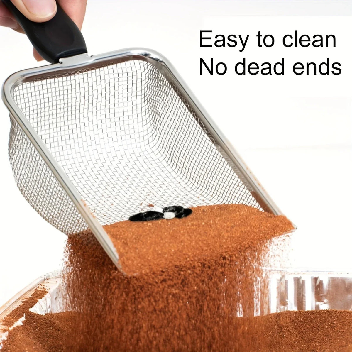 Fine-Mesh Stainless Steel Cat Litter Scoop - 2.8 mm Sifter – photo 3