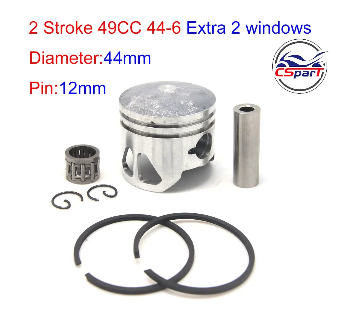 Racing 40-5 40-6 44-5 44-6 40mm 44mm 10mm 12mm Piston Kit 43CC 47CC 49CC Brush Cutter Trimmer Mini Moto ATV Dirt Pit Bike Part