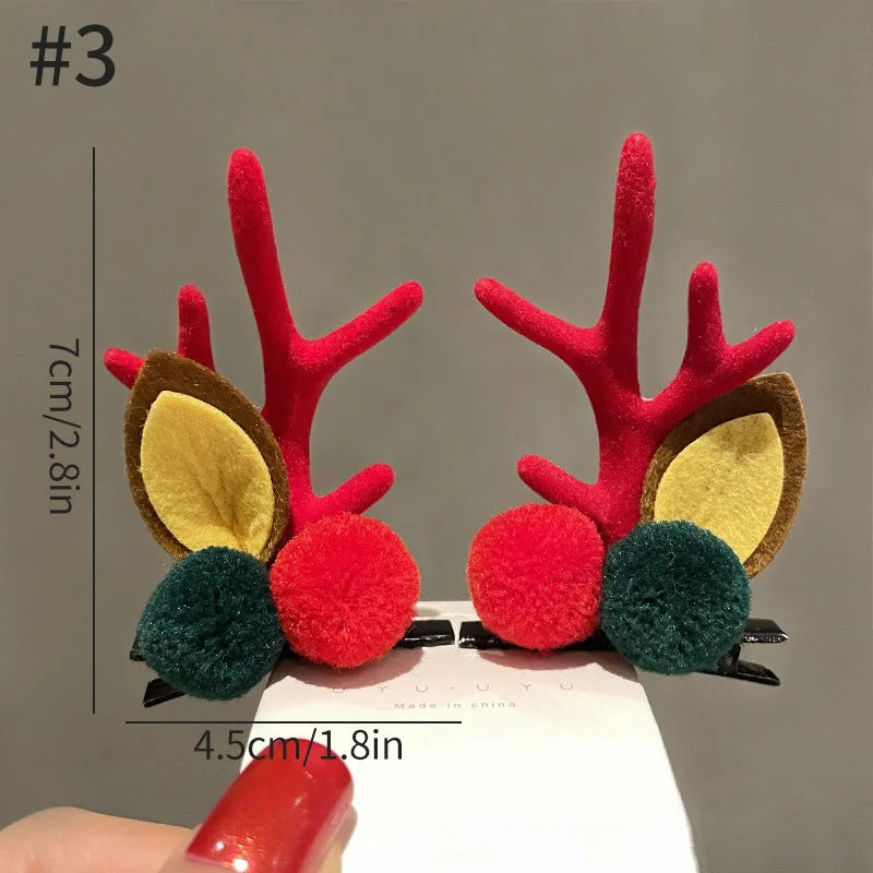 2026 Christmas Hair Clips Kawaii Christmas Headbands Hair Accessories Deer Ear Hairpin for Girl Photograph Prop Xmas Party Decor
