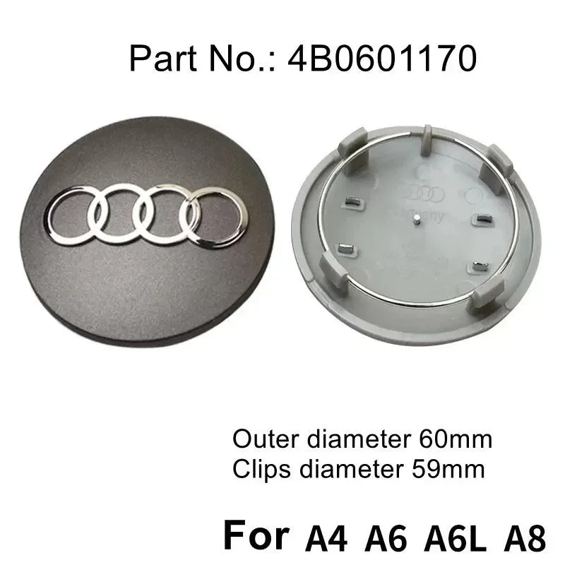 Audi 4pcs Wheel Center Caps - 60mm, 61mm, 68mm, 69mm