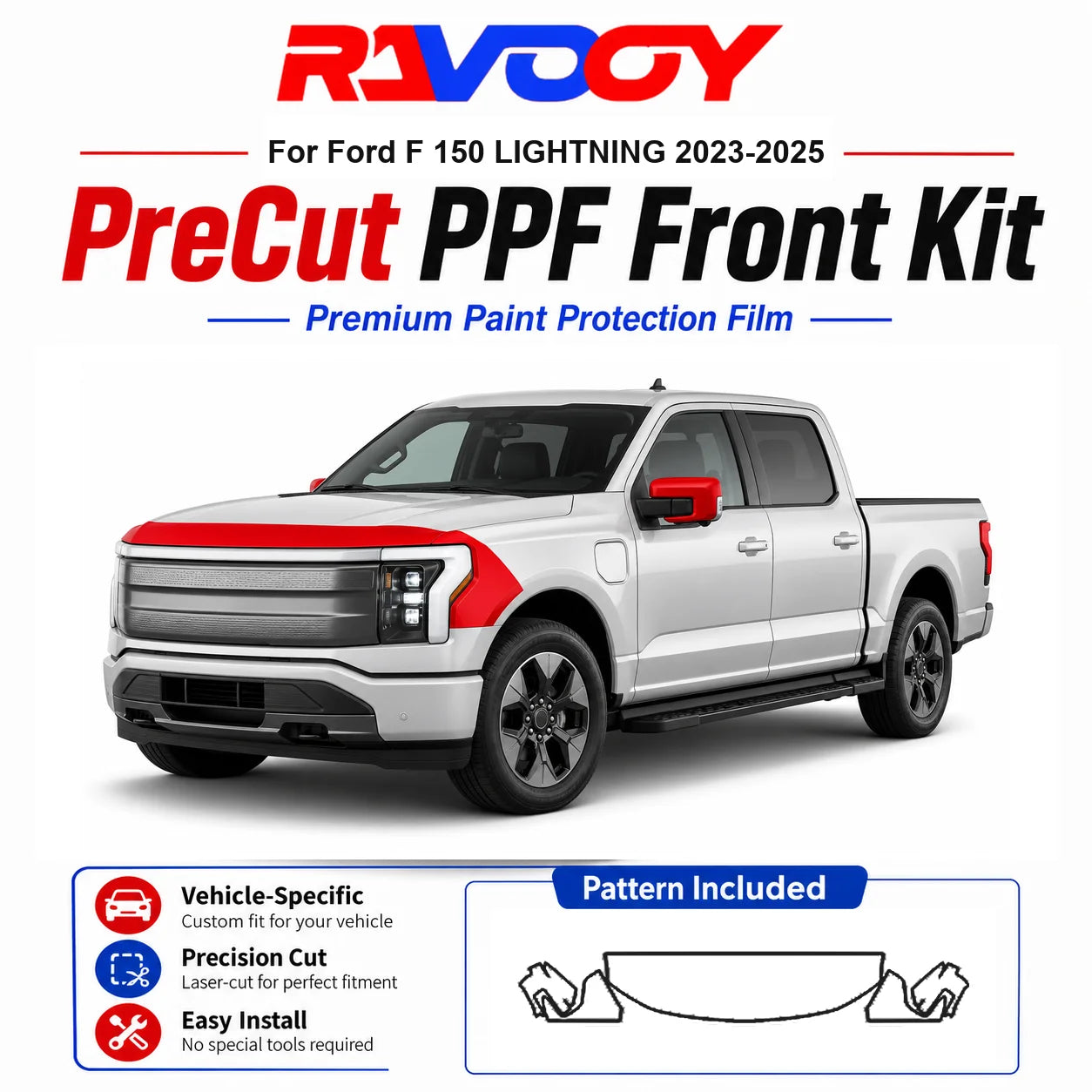 Precut Self-Healing Paint Protection Film (PPF) Kit for Ford F-150 Lightning 2023–2025