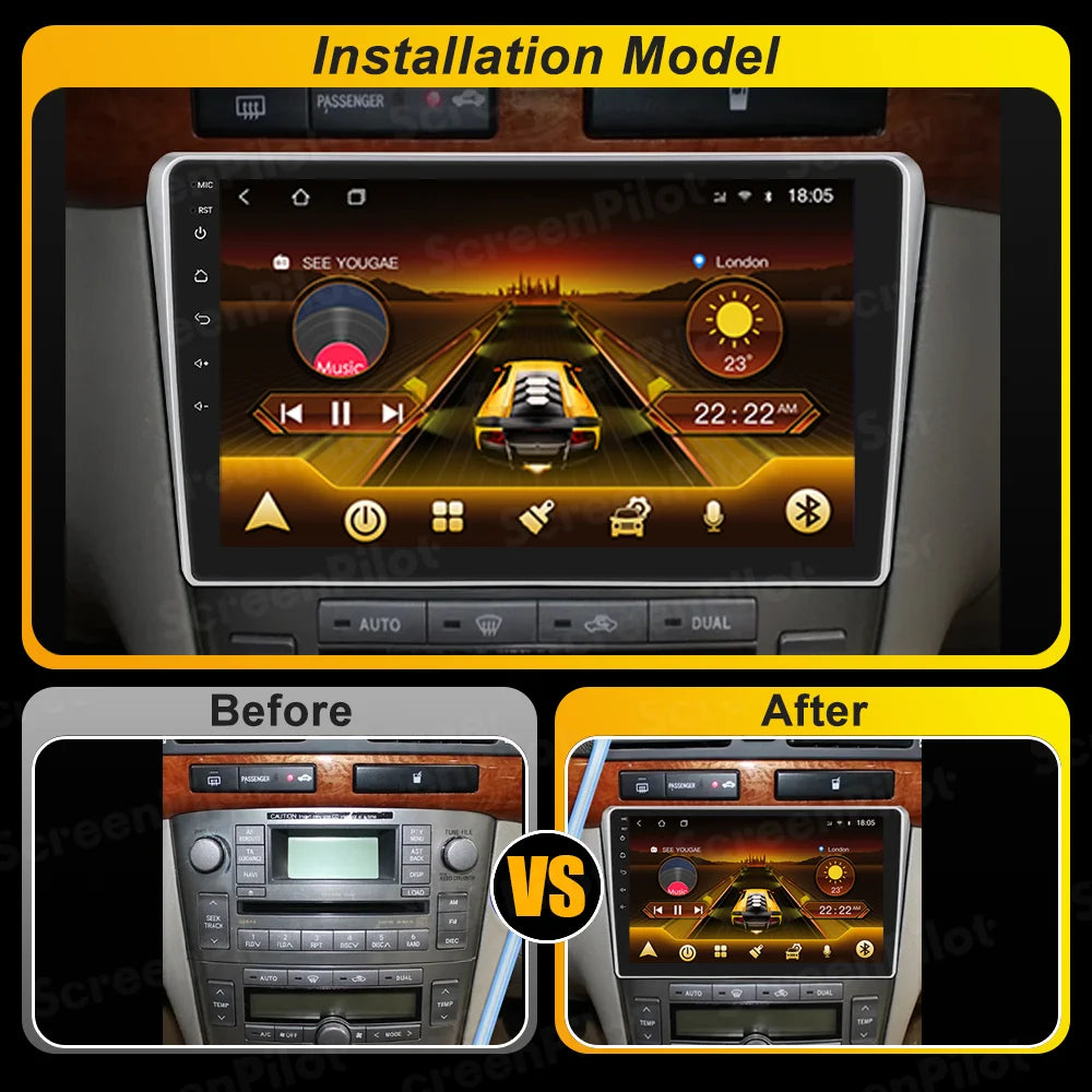 For Toyota Avensis T25 2002 - 2008 Android 16 Multimedia Video Player 2 din GPS Navigation Mirror Link  Wireless Android Auto 5G