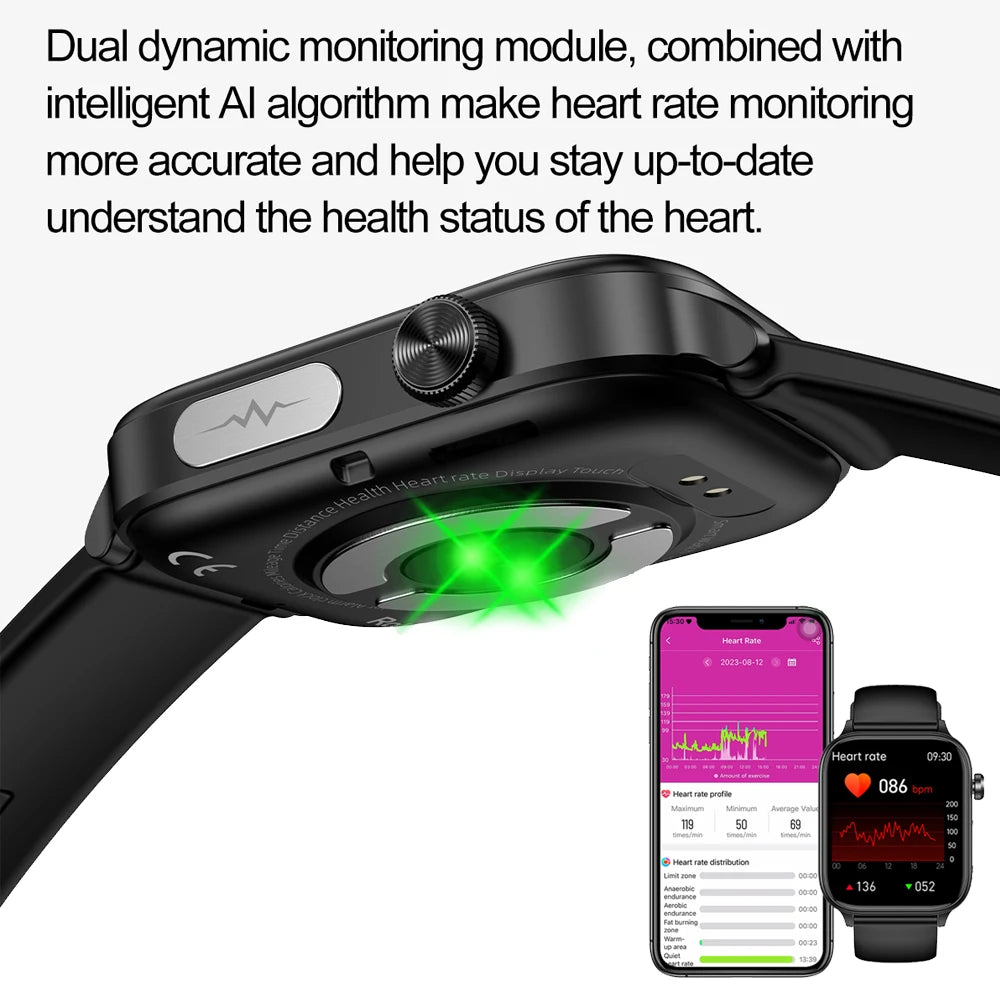 2026 New Al Science Diagnosis Blood Lipids Uric Acid Blood Oxygen Smart Watch Men ECG+PPG Voice Bluetooth Call Health Smartwatch