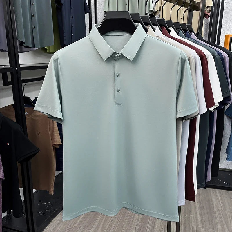 Men's Turn-Down Collar Polo - Quick-Dry Moisture-Wicking, Business