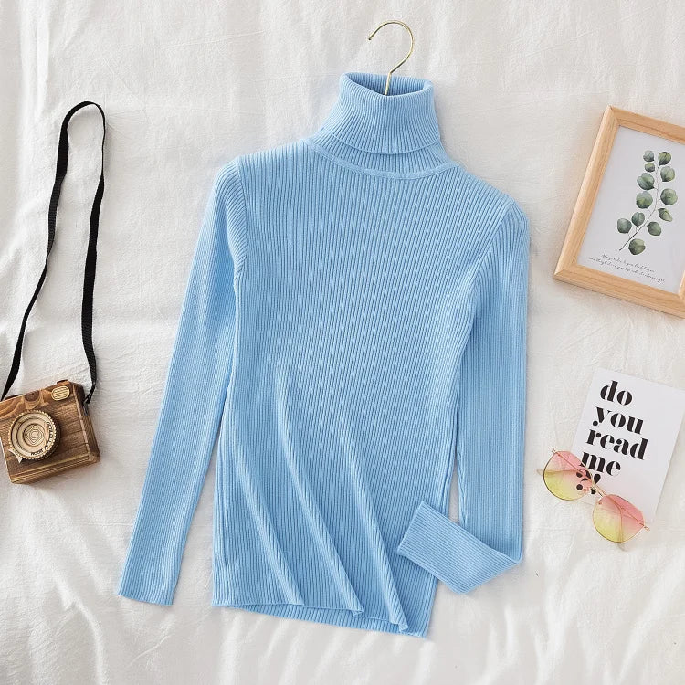 Women's Soft Turtleneck Sweater — Cotton Blend Knit