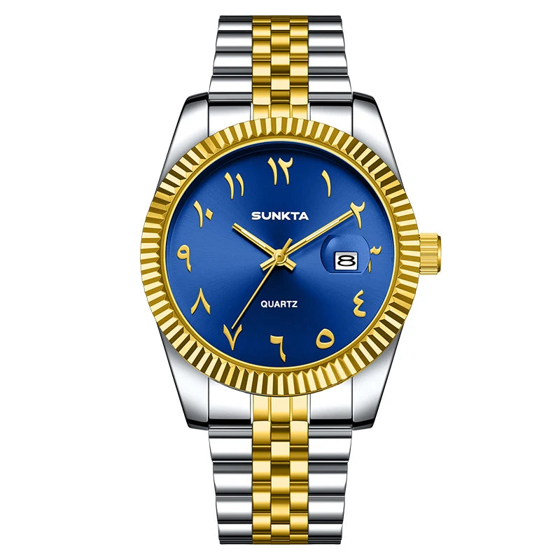 SUNKTA Luxury Fashion Wristwatch For Men Stainless Steel Date Quartz Man Watch Waterproof Luminous Casual Men's Watches Relojs