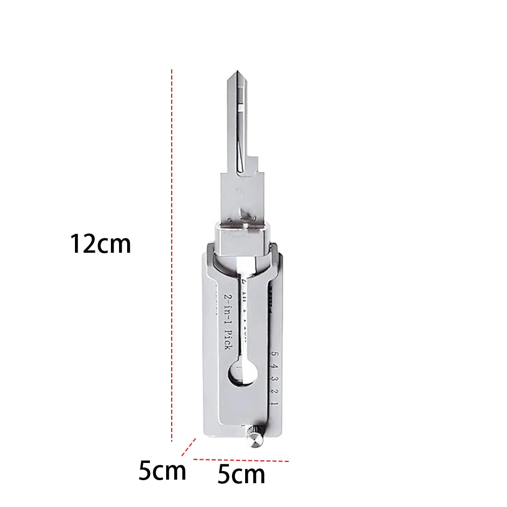 ANENG SS001 Stainless Steel Key Decoder – 2-in-1 Hook & Pick Lock Decoder with O-Ring Pickup Kit | Silver | Locksmith Hand Tool