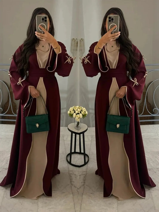 Eid Bow Abaya Women Cardigan Dress Muslim Party Caftan Robe Jalabiya Morocco Dubai Kaftan Islam Vestidos Largos Ramadan 2026