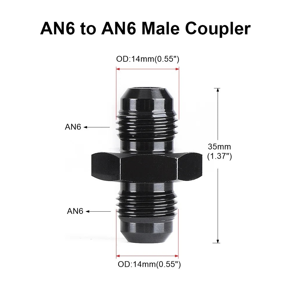Oil Fuel Hose End Adapter an Straight AN Male To AN Male Coupler AN4 AN6 AN8 AN10 Fittings Aluminum Male Flare AN8 Fitting