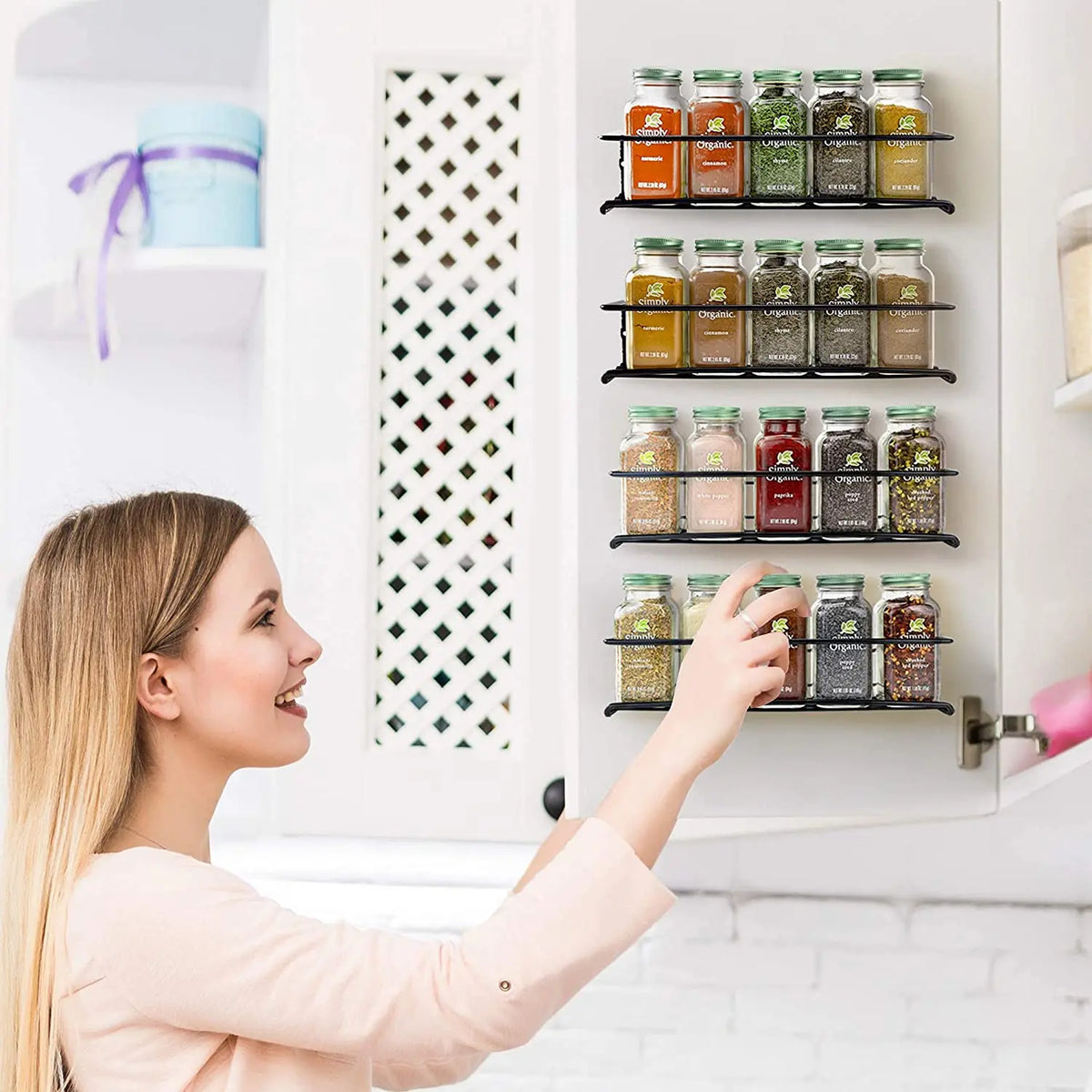 Wall-Mount Metal Spice Racks - Cabinet Door Organizer, 2 or 4 Pack - photo 2