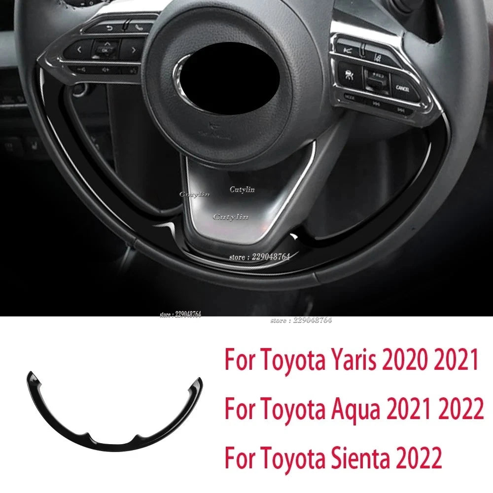 For Toyota Yaris Cross 2020 2021 2022 2023 ABS Black Car Accessories Window Switch Decoration Steering Wheel Frame Cover Trim