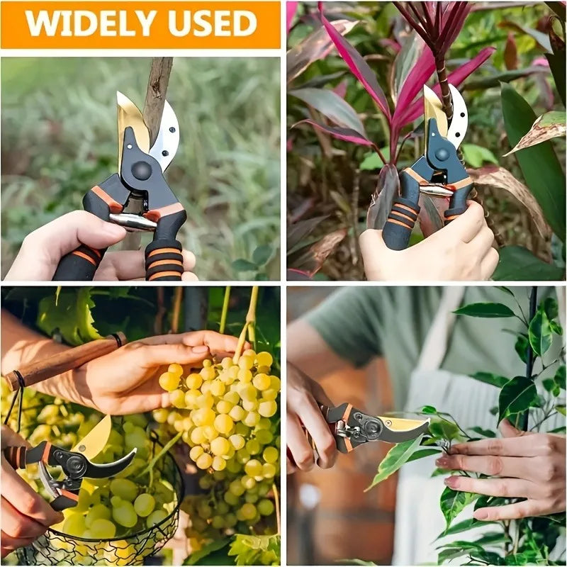 Heavy-Duty Garden Pruning Shears — Anti-Slip Bypass Hand Pruner