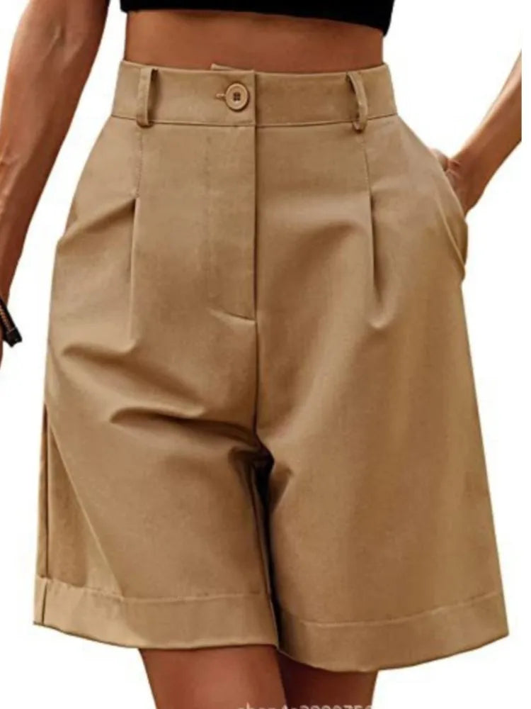 Women's High-Waist Wide-Leg Casual Shorts – Loose Slimming Straight Breathable Street Trend Five-Point Pants