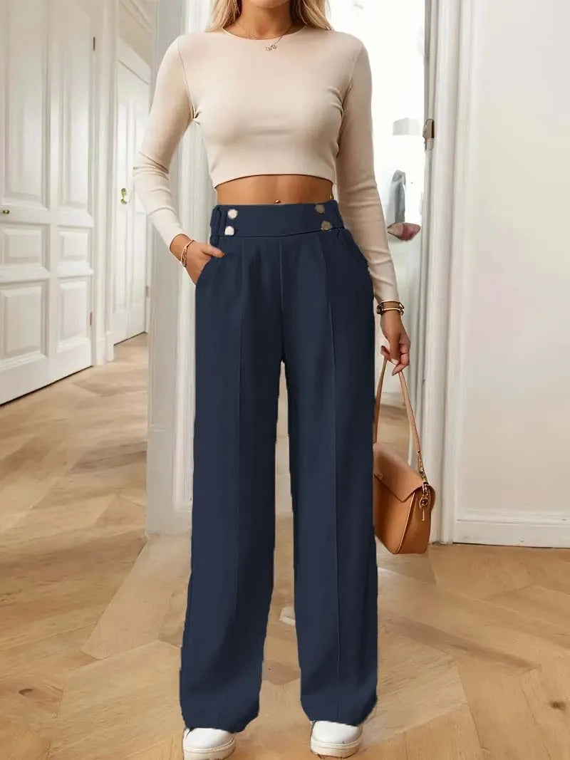 Women's high-waist wide leg pants - view 6