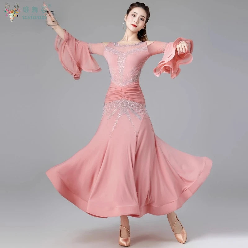 Women's big swing ballroom dress for waltz and foxtrot
