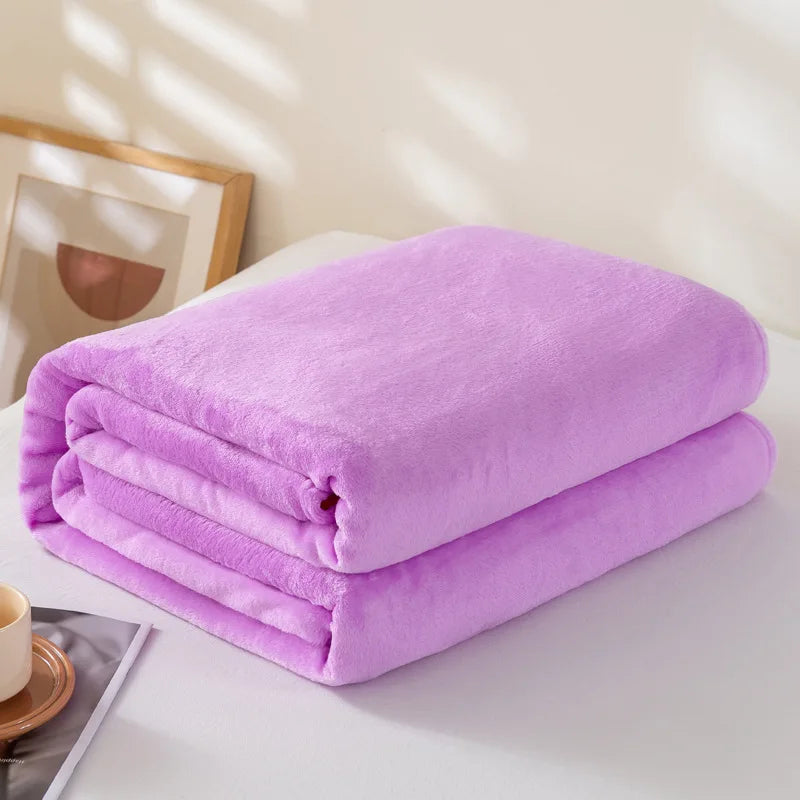 Coral Fleece Flannel Blanket, Soft Lightweight Bed Throw