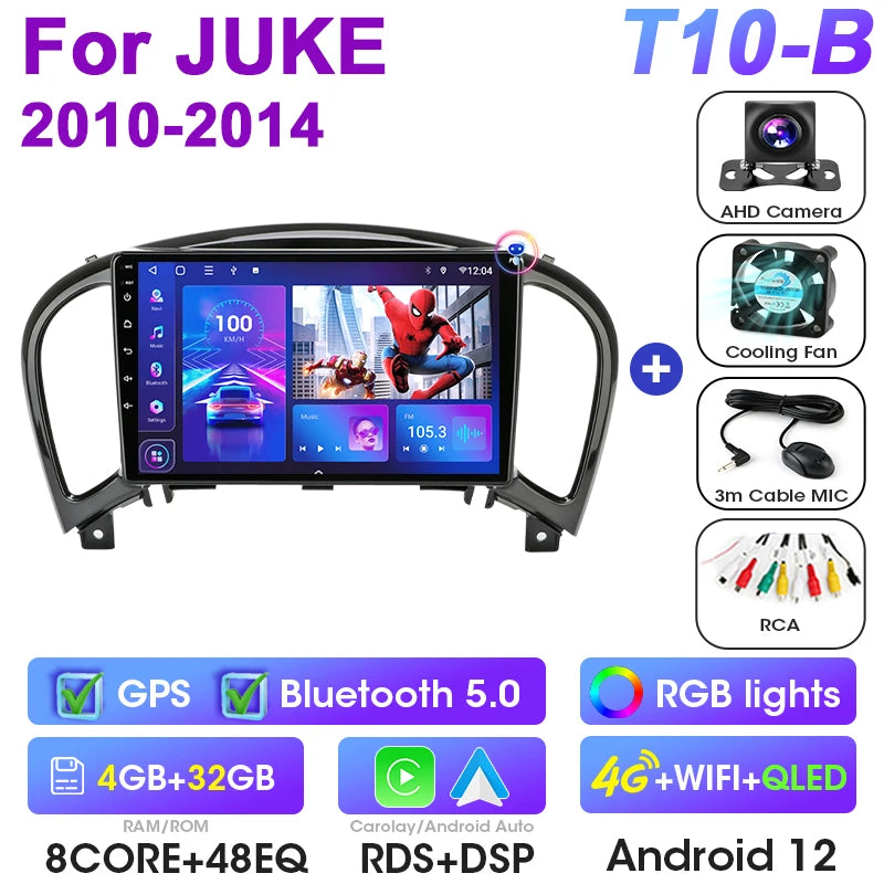 2 Din Android 12 Car Radio For Nissan Juke YF15 2010-2014  Multimedia Video Player Navigation GPS 4G Carplay Auto Stereo RDS IPS
