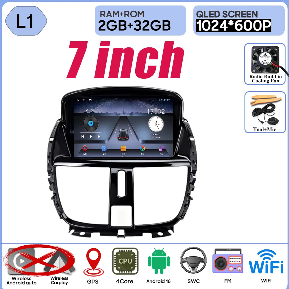Car Radio Android 16 For Peugeot 207 207CC 2006 - 2015 Carplay Video GPS Navigation Multimedia Player DVD No 2din 4G Wifi BT RDS