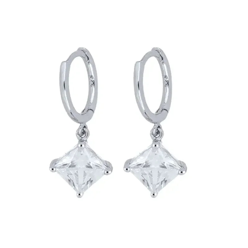 925 Sterling Silver Tassel Hoop Earrings for Women - White Zircon