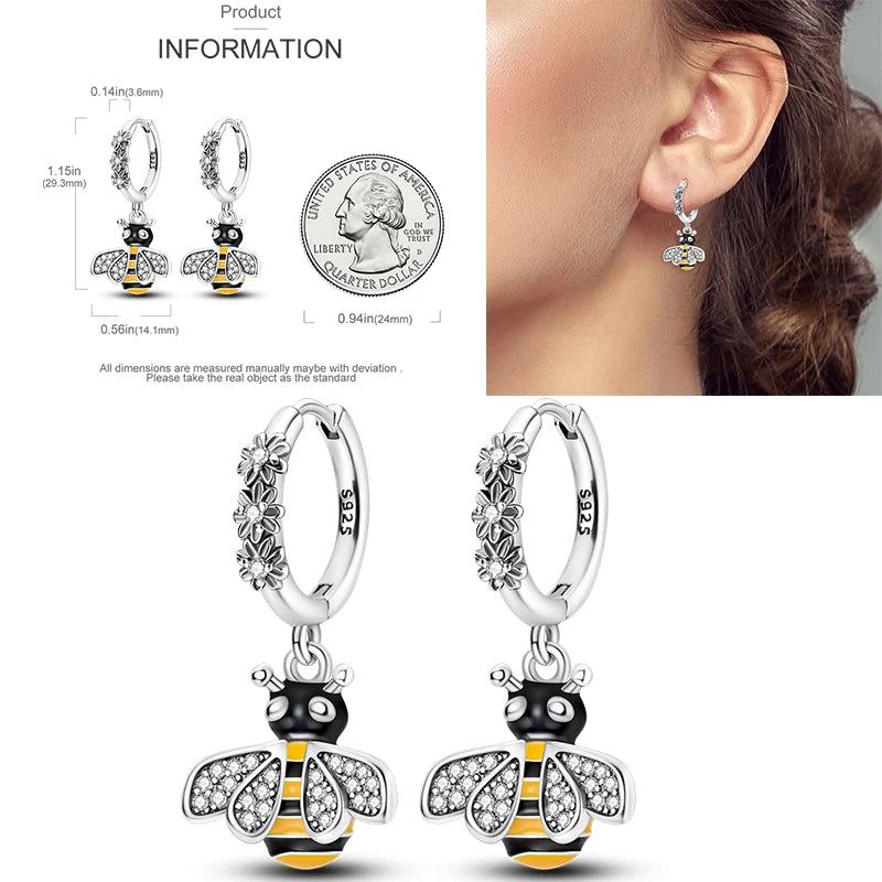 Sparkling Gold Woman Hoop Earrings 925 Sterling Silver Butterfly Colored Zirconium Earrings for Women Jewelry Anniversary Gift