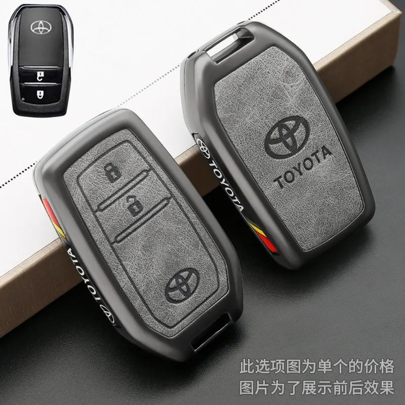Car Key Case Cover Bag Shell For Toyota C-HR Prius RAV 4 Camry Corolla Land Cruiser 200 Prado Crown TLK 200 Yaris Cross Hilux