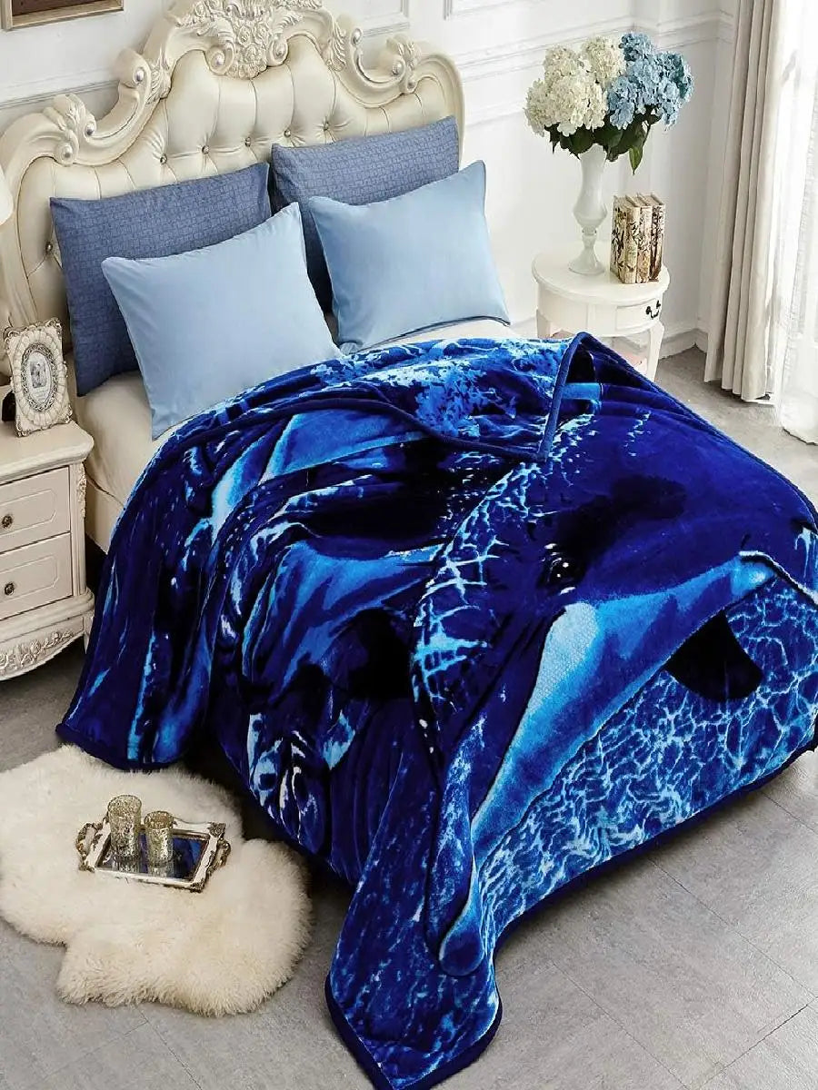 Reversible Faux Mink Throw Blanket, Printed Plush